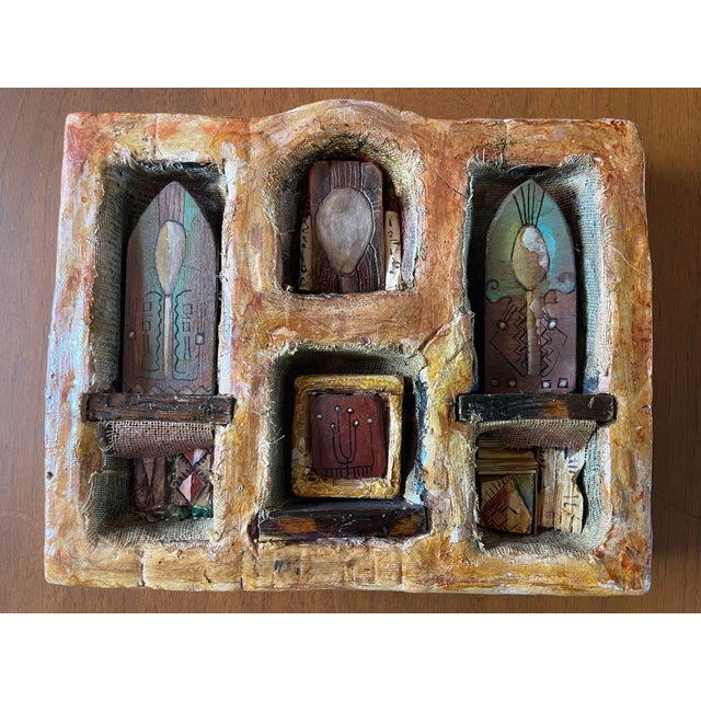 Studio Ceramic Mixed Media 9” Sculptural Object, Totemic Architectural Form, Signed Dantoni For Sale In Naples, FL - Image 6 of 12