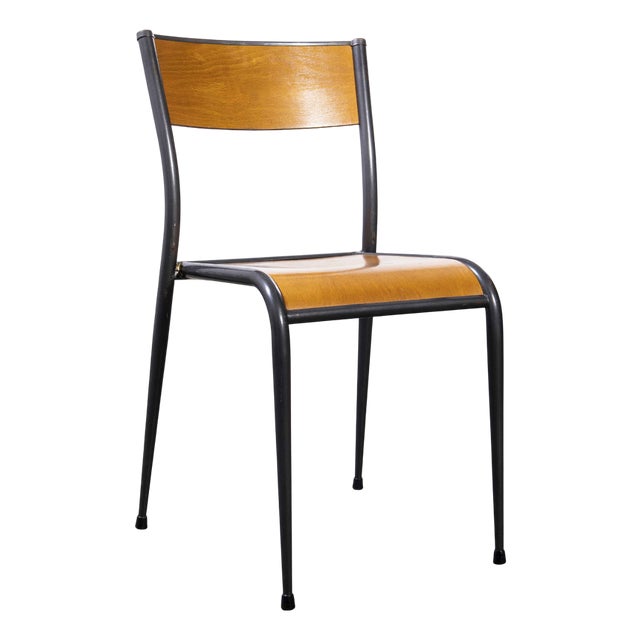 French Dining Chair with Grey Tapered Leg from Mullca, 1950s For Sale