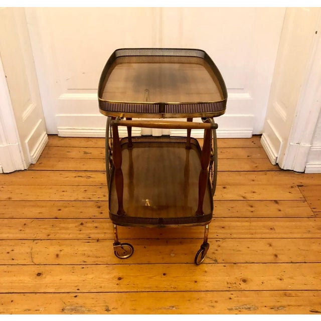 Mid-Century Brass and Wood Serving Cart by Josef Frank for Svenskt Tenn, 1950s For Sale - Image 9 of 15