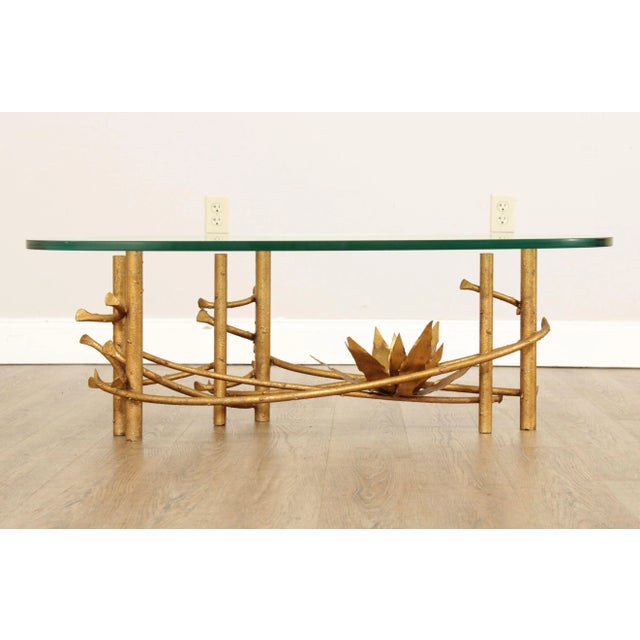 Metal Mid 20th Century Silas Seandel Brutalist Lotus Oval Coffee Table For Sale - Image 7 of 13