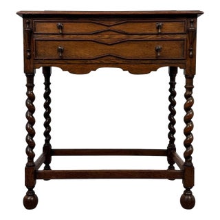 Early 20th Century Antique English Jacobean Revival Oak Side Table For Sale