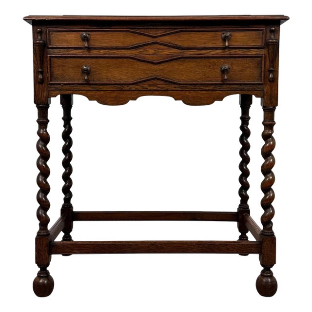 Early 20th Century Antique English Jacobean Revival Oak Side Table For Sale