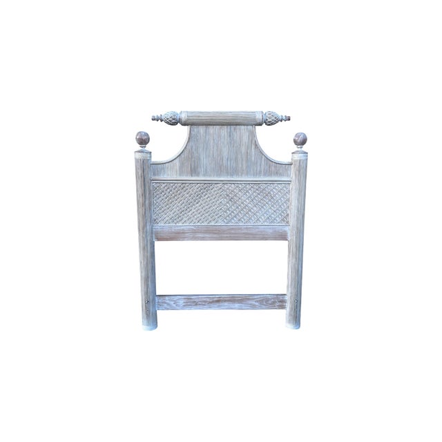Late 20th Century Pair of Pencil Reed Bamboo Pagoda Twin Headboards White Washed. For Sale - Image 10 of 10