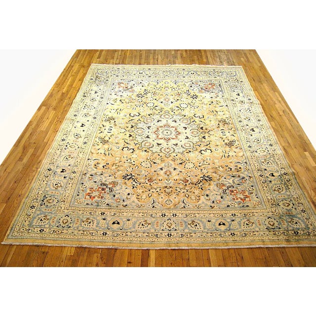 Antique Persian Meshed Oriental Rug, Room size An antique Persian Meshed oriental rug, size 12'8 x 10'2, circa 1920. This...