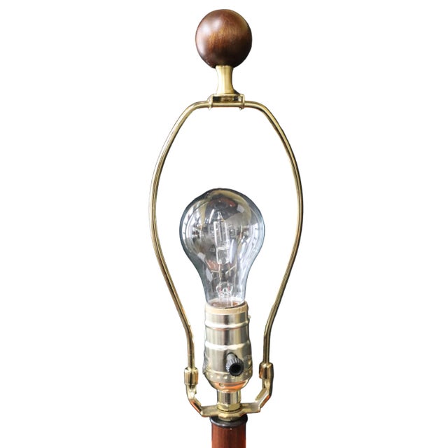 Late 20th Century Robert Abbey Orange Ceramic Table Lamp With Wooden Base and Finial For Sale - Image 9 of 11