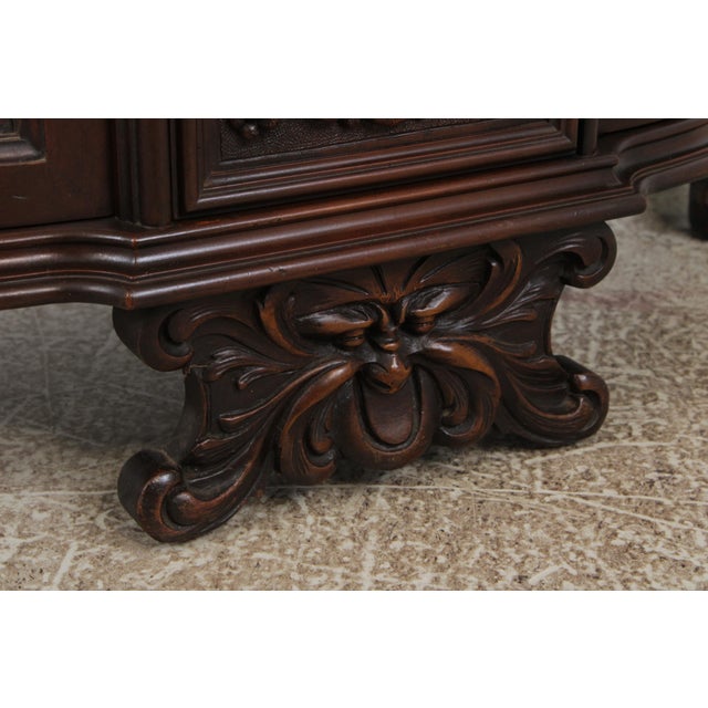 Vintage Louis XV Style Carved Inlaid Commode Server W. Marble Top For Sale - Image 14 of 18