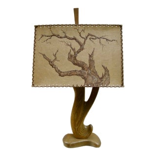 1950s Cerused Oak Lamp With Fiberglass Shade For Sale