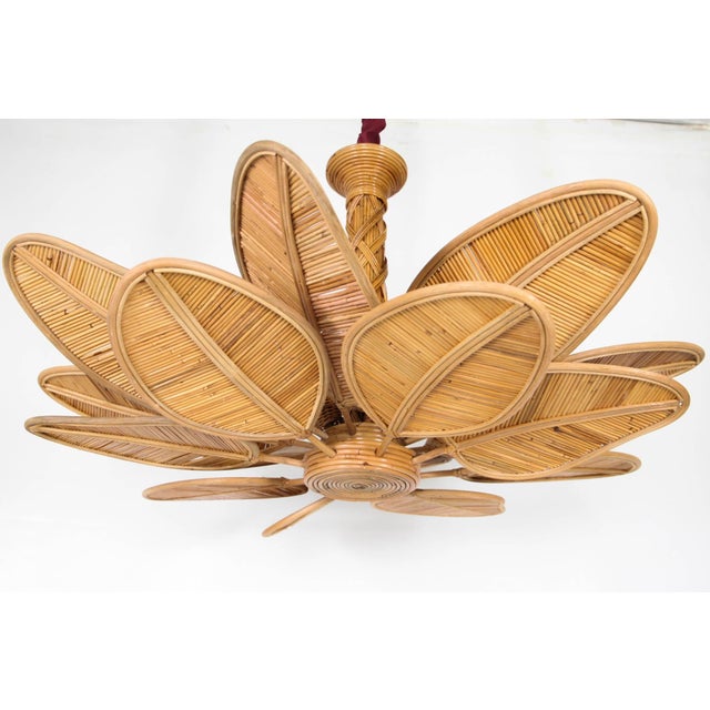 Light Yellow Leaf Rattan Pendant Light For Sale - Image 8 of 15