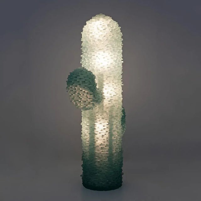 Poliarte Mid-Century Modern Cactus Floor Lamp in Water Green Murano Glass from Poliarte, 1970s For Sale - Image 4 of 11