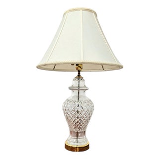 Late 20th Century Waterford Crystal Comeragh Ginger Jar Table Lamp With Original Shade For Sale