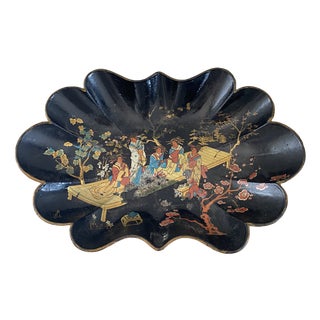 Antique French Napoleon III Papier-Mâché Tray, 1800s For Sale