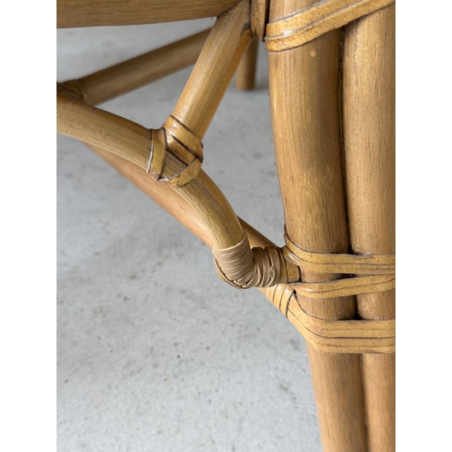Wood Set of Four Vintage Lexington Chinese Chippendale Rattan & Faux Bamboo Dining Chairs For Sale - Image 7 of 12