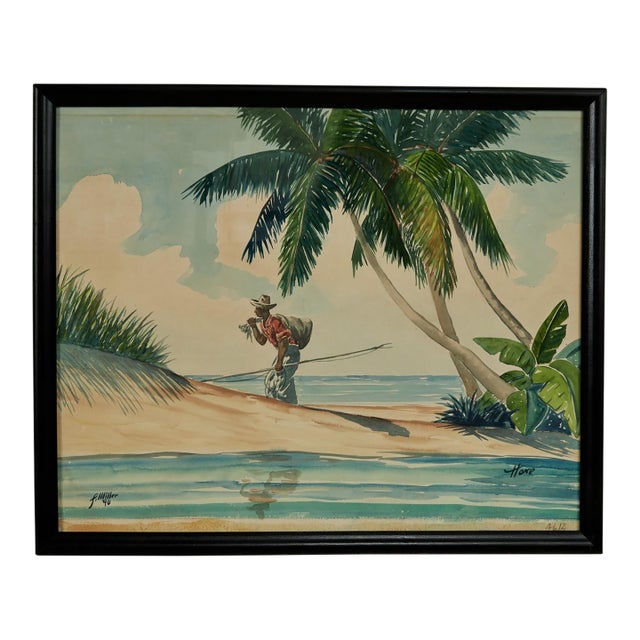 Vintage Tropical Watercolor For Sale
