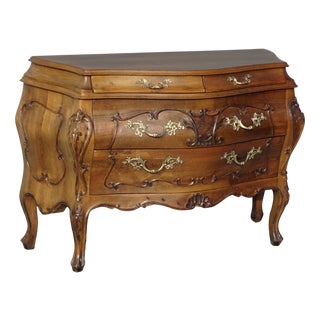 Louis XV Style Chest of Drawers in Walnut, 1950s For Sale