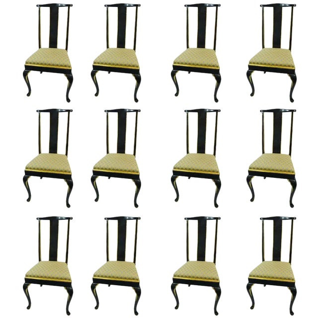 Set of Twelve Italian Dining Chairs With Cabriole Legs, Early 20th Century For Sale
