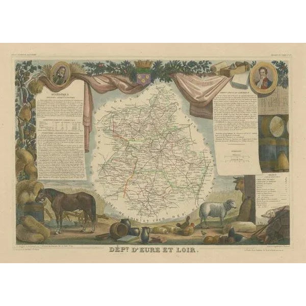 Antique Map of the Department of Eure-Et-Loir For Sale - Image 3 of 6
