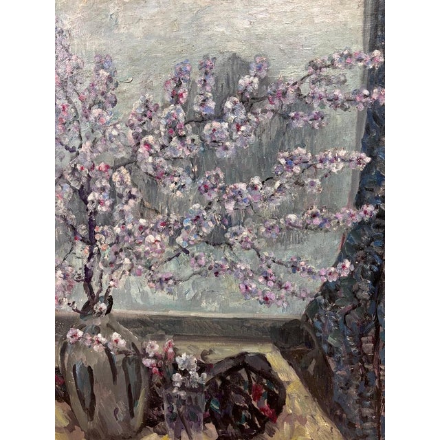 Delicate flower vase with landscape in the background This piece is attributed to the mentioned designer/maker. It has no...