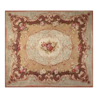 Antique French Aubusson Rug For Sale
