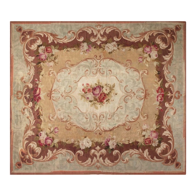 Antique French Aubusson Rug For Sale