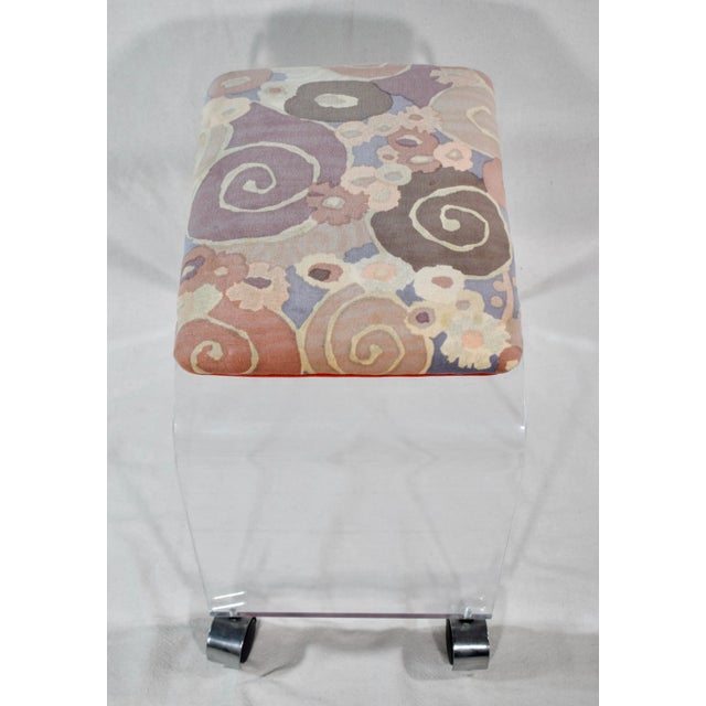 1970's Lucite Waterfall Bench / Stool in Jack Lenore Larsen Velvet For Sale - Image 10 of 11