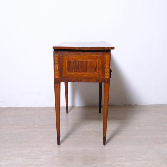 Louis XVI Style Wall-Mounted Writing Desk in Veneered and Inlaid Wood For Sale - Image 6 of 17
