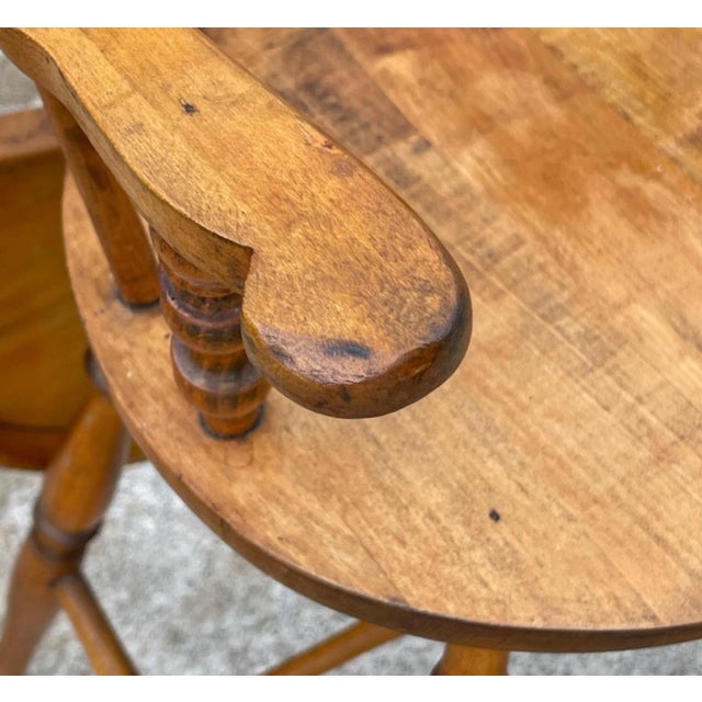 Folk Art Quilted Maple Windsor Slat Back Style Wood High Chair for Baby or Child For Sale - Image 4 of 11