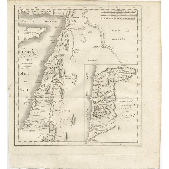 Map of syria and mount lebanon – “carte de la syrie”, c.1760 this finely engraved 18th-century map, titled carte de la...