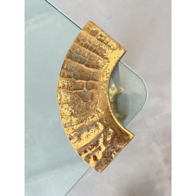 Hollywood Regency Brass and Glass Coffee Table attributed to Peter Ghyczy, 1970s For Sale - Image 13 of 18
