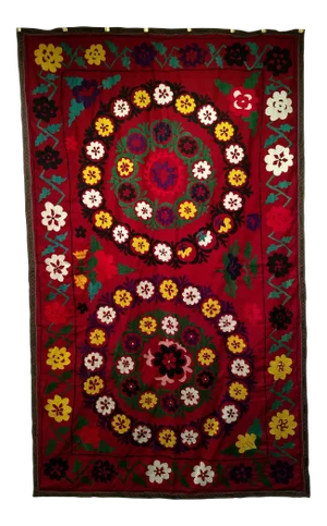 1950s Vintage Silk Suzani- 4‚Äô 8 X 7' 8"