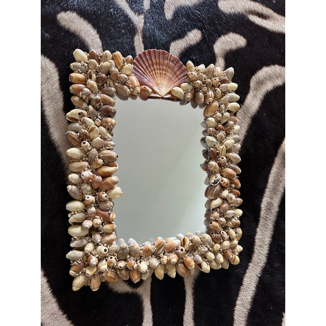 French Vintage French Mid Century Seashell Wall Mirror For Sale - Image 3 of 12