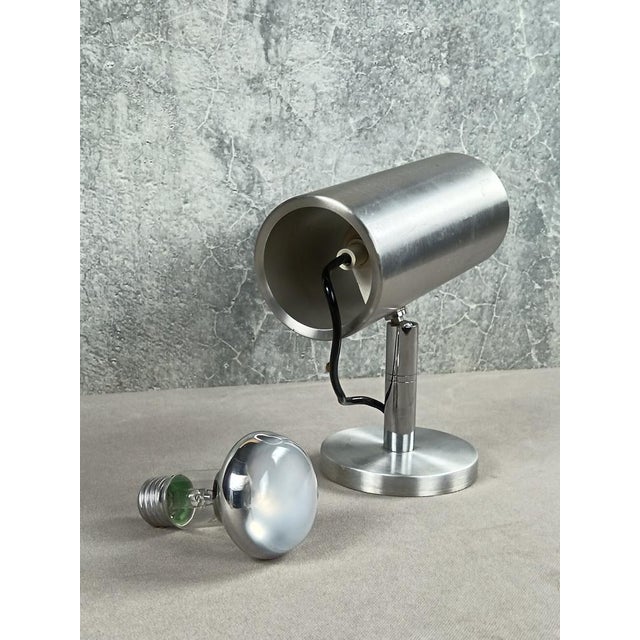 Silver Cylindrical Wall Spotlight in Brushed Stainless Steel, 1970s For Sale - Image 8 of 13