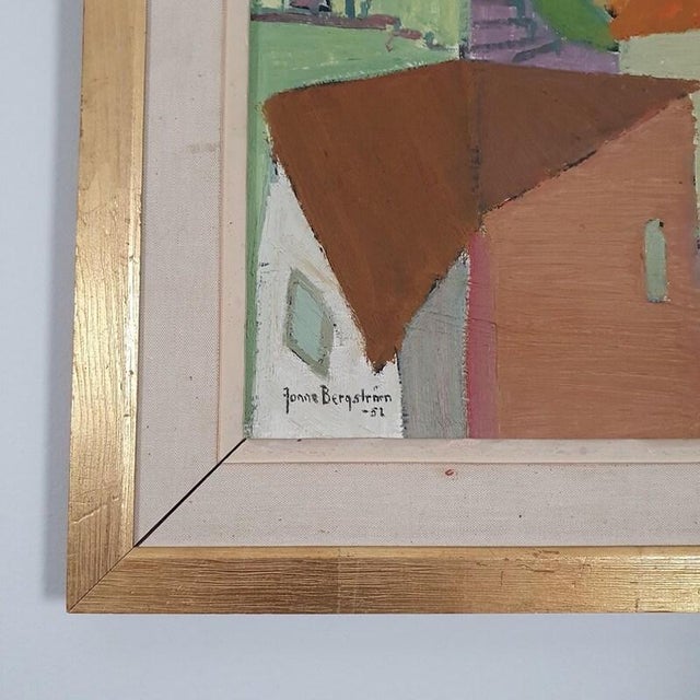 Jonne Bergström, Coastal Village, 1952, Oil on Canvas For Sale - Image 14 of 18