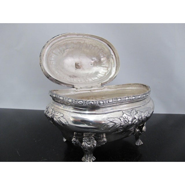 Metal Swedish Rococo Style Sterling Silver Floral Sugar Box Casket With Hinged Lid For Sale - Image 7 of 12