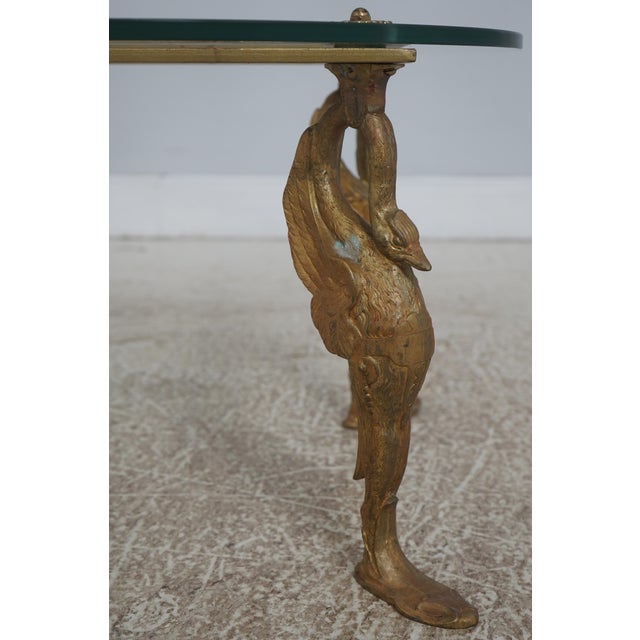 Vintage Bronze Swan Frame Glass Top Coffee Table For Sale - Image 4 of 13