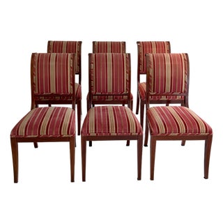 Set of 6 Kindel 75-070 Sleigh Back Mahogany Dining Side Chairs For Sale