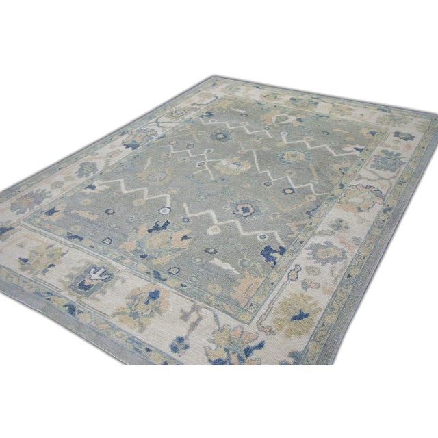 Early 21st Century Oriental 21st Century Hand Knotted Soft Oslo Gray Turkish Oushak Rug 6'5" X 8'10" For Sale - Image 5 of 6