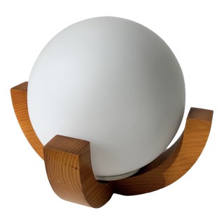 Vintage Ball Desk Lamp with Pine Stand, 1980s For Sale