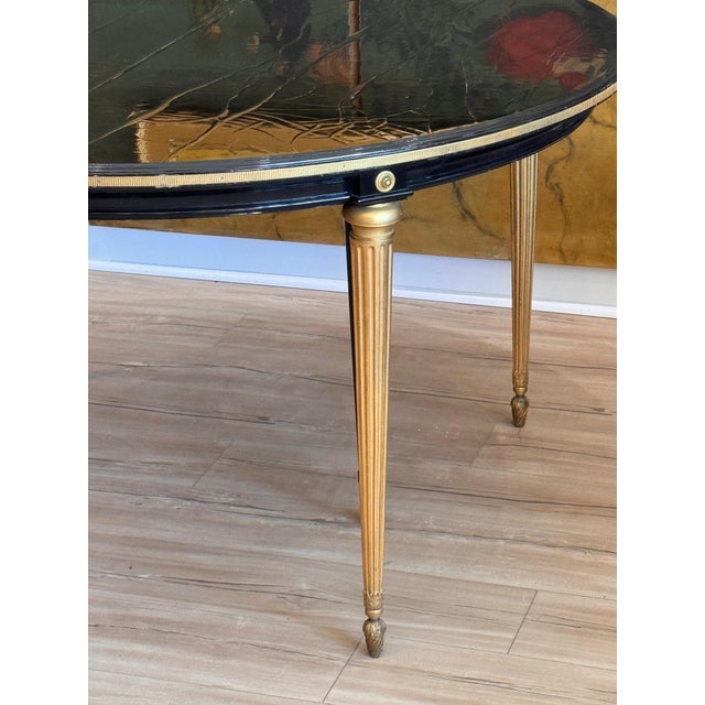 Mid-20th Century Black Lacquered and Gilt Metal Extension Dining Table in the Style of Maison Jansen For Sale - Image 4 of 9
