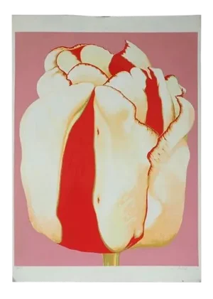 1973 Realist Style Tulip Lithograph Signed by Lowell Blair Nesbitt
