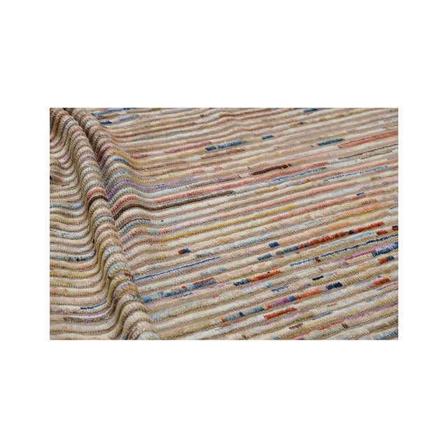 Textile Modern Multicolor Hand Knotted Wool Rug For Sale - Image 7 of 9