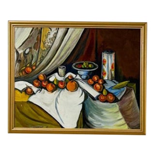 Vintage Original Signed by Leonello 1965 Fruit Still Life Acrylic Canvas For Sale