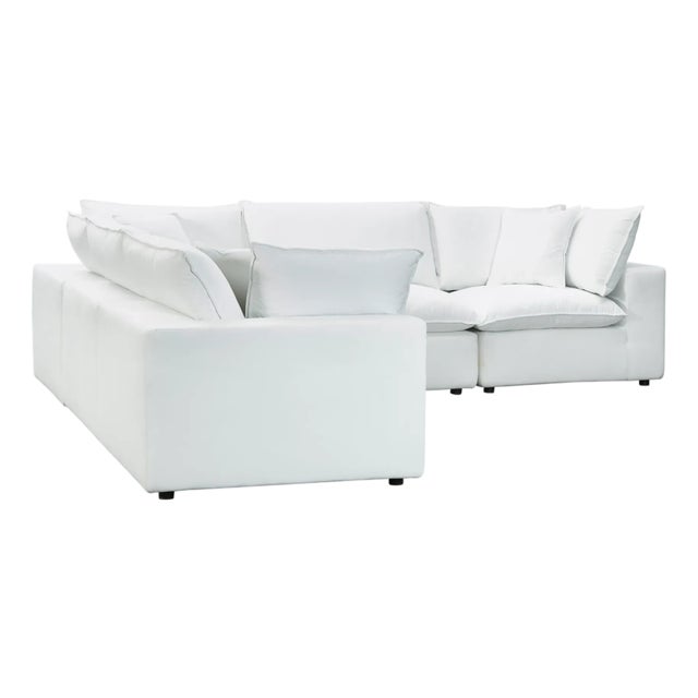 Wood Cali Pearl Performance Fabric Modular L-Sectional For Sale - Image 7 of 7
