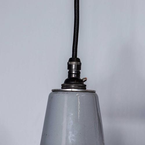 Black Industrial Grey Enamelled Pendant Lamp from Benjamin, 1950s For Sale - Image 8 of 10
