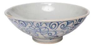 Chinese Blue & White Double Happiness Bowl, C. 1800