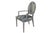 A contemporary oval back arm chair attributed to Basset Furniture. A simply carved solid oak frame finished in gray, gives...