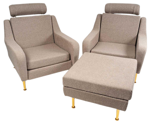 Star Armchairs and Footrest from Airborne, 1970s, Set of 3