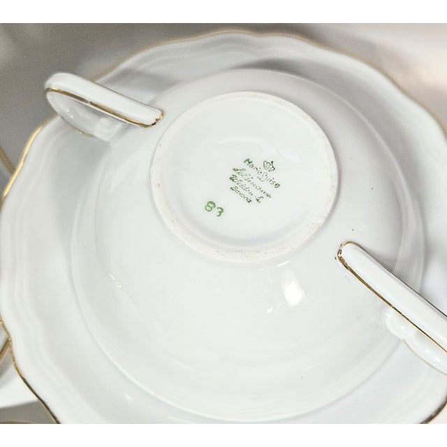 1950s Gold Rimmed China Cream Soup and Saucer Sets - Set of Twelve For Sale - Image 11 of 18