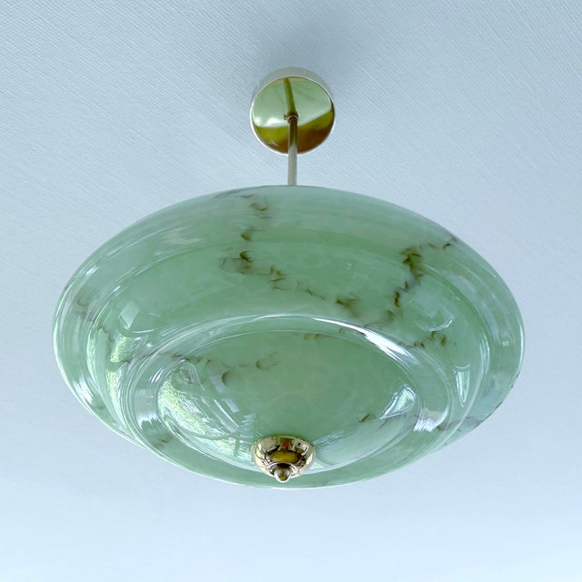 1930s Art Deco Pendant Light in Amber Marble Glass, 1930s For Sale - Image 5 of 18