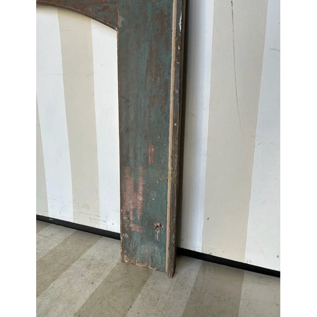 18th- 19th Century North Carolina Yellow Pine Mantle in Original Blue Paint For Sale - Image 4 of 5