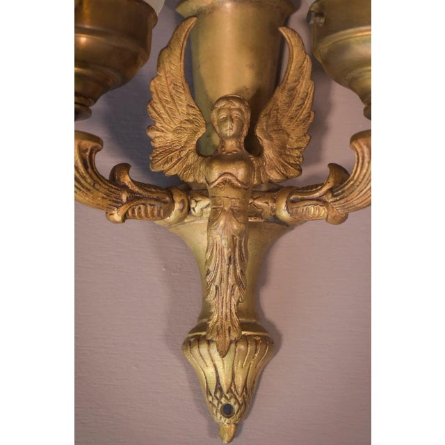 Baroque Classical Glass Wall Lamps with Angels, Set of 2 For Sale - Image 3 of 18
